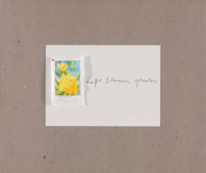 Joseph Beuys - Blumenzucker (Flower Sugar), 1974, postcard mounted on gray cardboard with attached sugar envelope