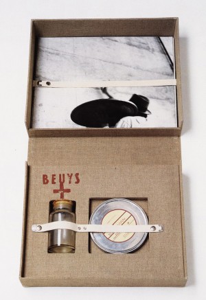 Joseph Beuys - Celtic + ~~~~, 1971, film (Super 8); ten photographs, bottle with gelatin, beeswax in cloth covered box, stamped with brown paint (Browncross)