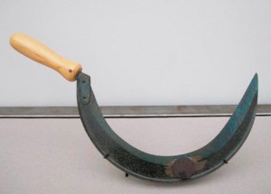 Joseph Beuys - Sichel 2. Version, 1985, sickle with magnet, with handwritten addition, stamped