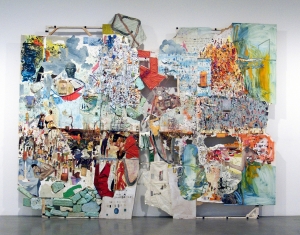 Elliott Hundley - the high house low!, 2011, wood, sound board, inkjet print on Kitakata, paper, pins, magnifying glass, photographs, plastic, metal