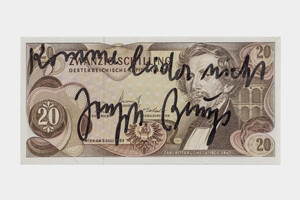 Joseph Beuys - Schilling, 1979, banknote with handwritten text