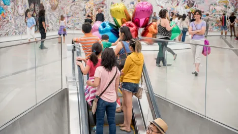 people on escalator