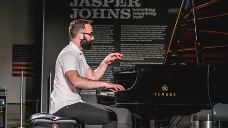 man playing piano