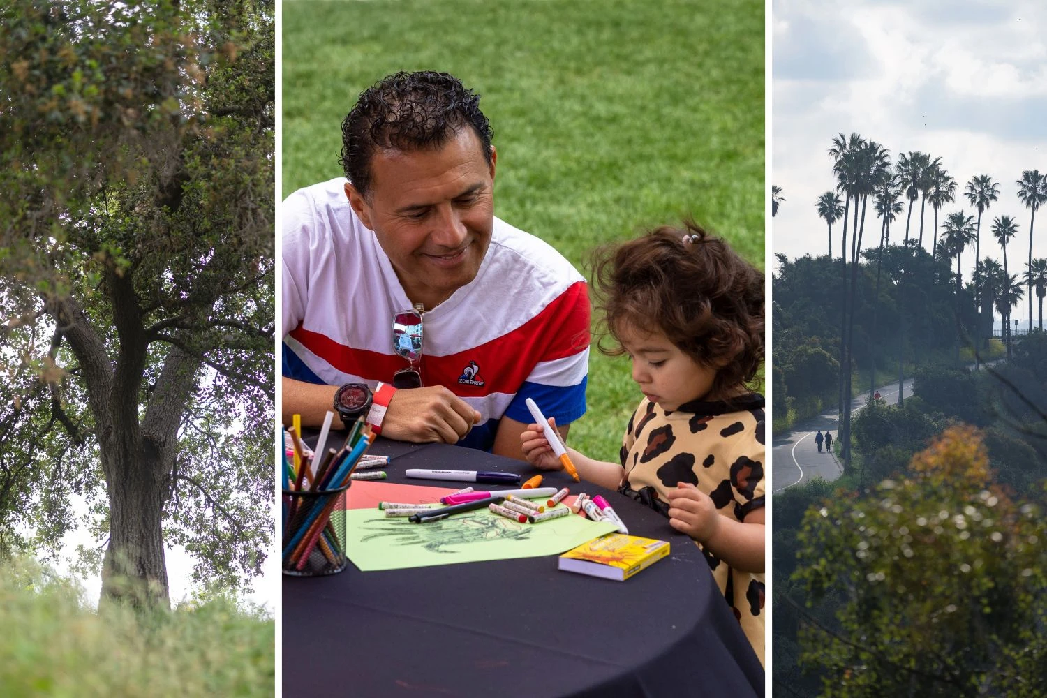 collage of elysian park and a parent and child participating in a family weekend workshop